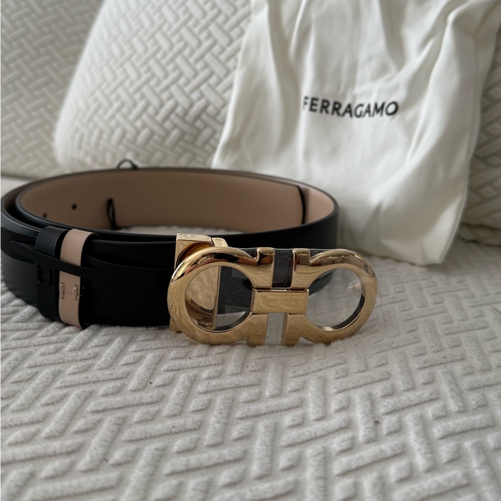 Brand new reversible double-Gancio buckle belt